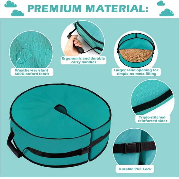 HMGDFUE Patio Umbrella Base Weight Bag, Weatherproof Umbrella Stand, 18" beach - Picture 3 of 14